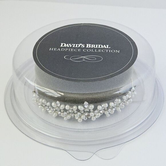 David\'s Bridal Swarovski Crystal Cultured Pearl Silver Wedding Tiara Headpiece